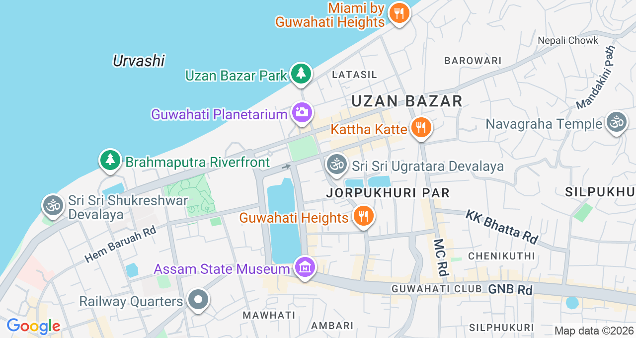 Map of Uzan Bazar, Guwahati