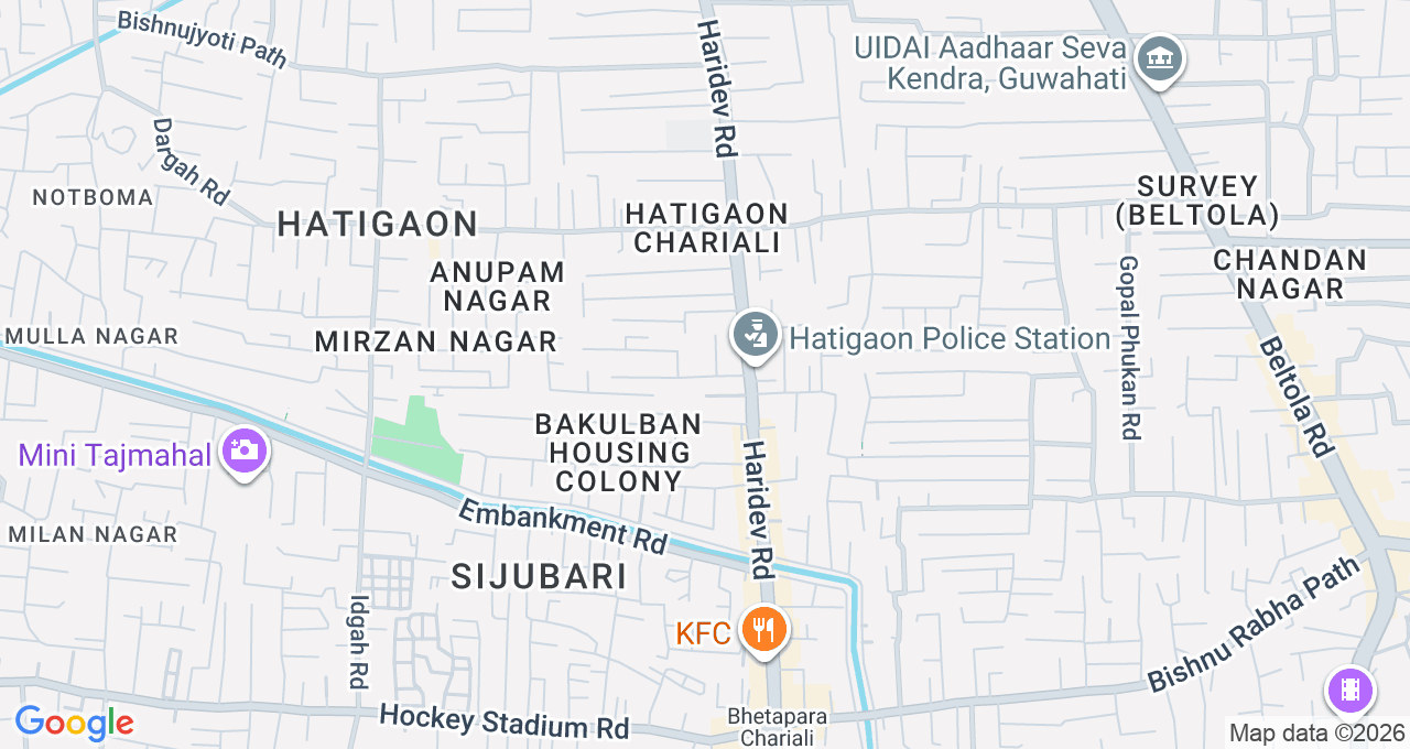 Map of Hatigaon, Guwahati